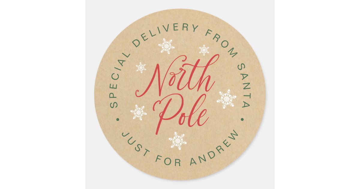 Christmas Mail From Santa North Pole Delivery Rectangular Sticker, Zazzle