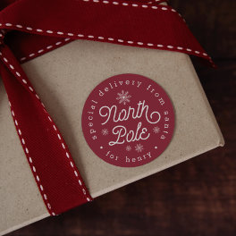 North Pole Special Delivery Personalized Christmas Classic Round Sticker