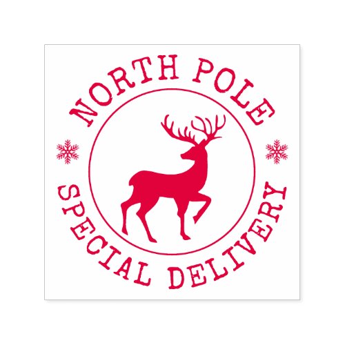 North Pole Special Delivery Red Christmas Holiday Self_inking Stamp