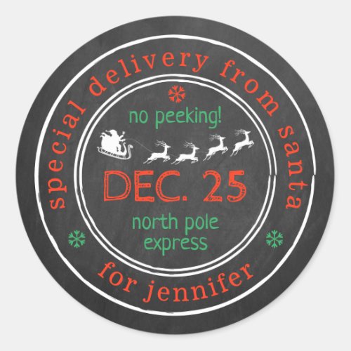 North Pole Special Delivery Santa Christmas Gift Classic Round Sticker