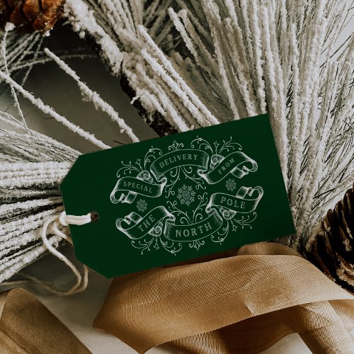 North Pole Special Delivery Santa Green Christmas Gift Tags