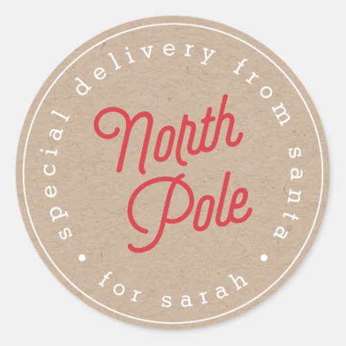 North Pole Special Delviery Kraft Sticker