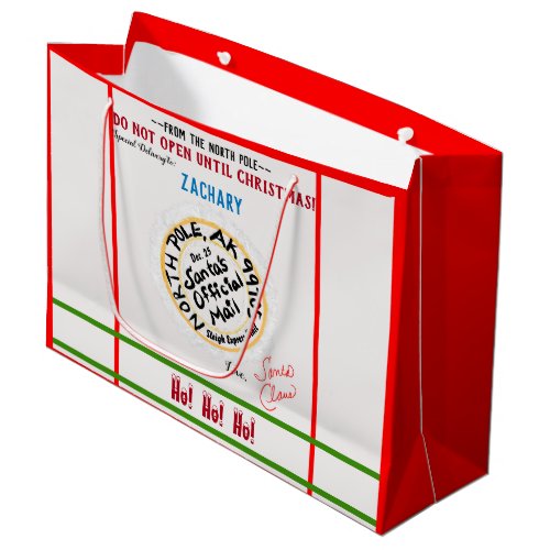 North Pole Stamp Do Not Open Until Christmas Large Gift Bag