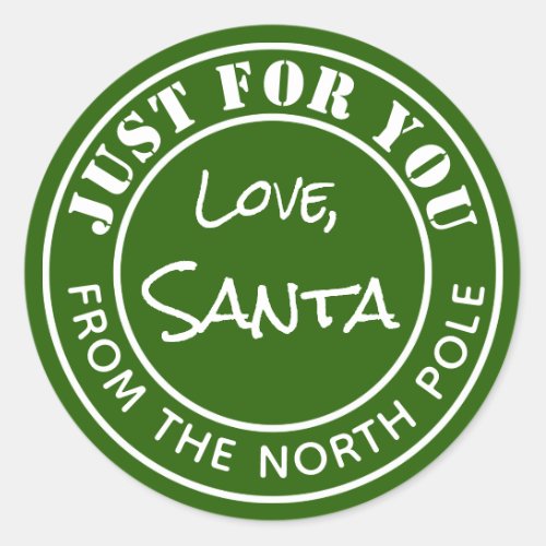 North Pole Sticker Customizable From Santa Green