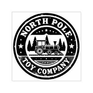 North Pole Toy Company Vintage Train Christmas Self-inking Stamp