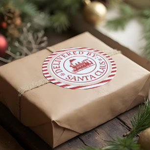 North Pole Train Special Delivery By Santa Claus Classic Round Sticker