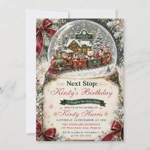 North Pole Train Winter Birthday Invitation