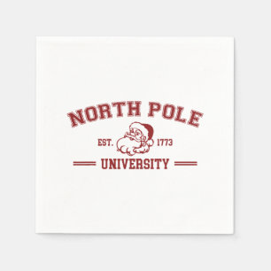 North Pole University Vintage Christmas Santa Xmas Napkins