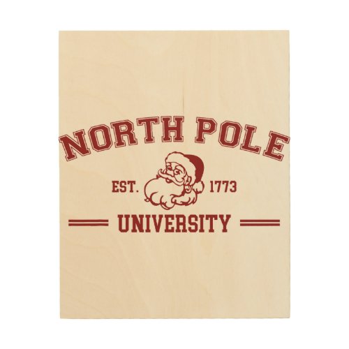 North Pole University Vintage Christmas Santa Xmas Wood Wall Art