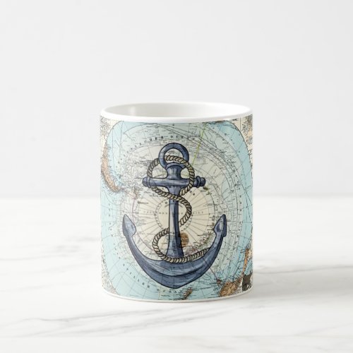 North Pole Vintage Map Nautical Anchor Coffee Mug