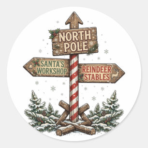 North Pole Vintage Sticker