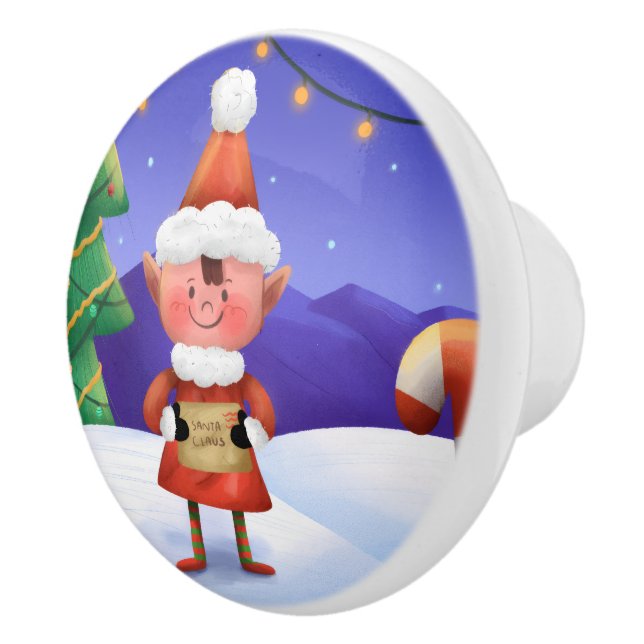North Pole Wishes Elf Ceramic Knob (Right)