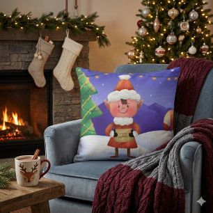 North Pole Wishes Elf Throw Pillow