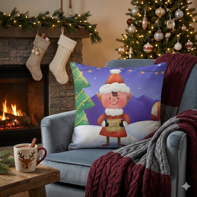 North Pole Wishes Elf Throw Pillow (Creator Uploaded)