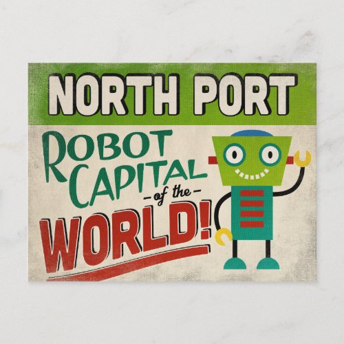 North Port Florida Robot _ Funny Vintage Postcard