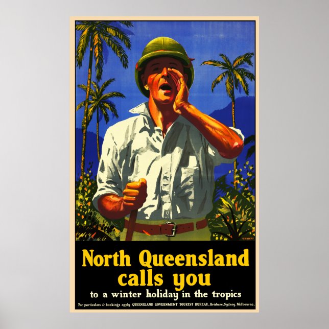North Queensland Calling Vintage Poster (Front)