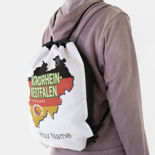 North Rhine Westphalia Germany Retro NRW Souvenir Drawstring Bag