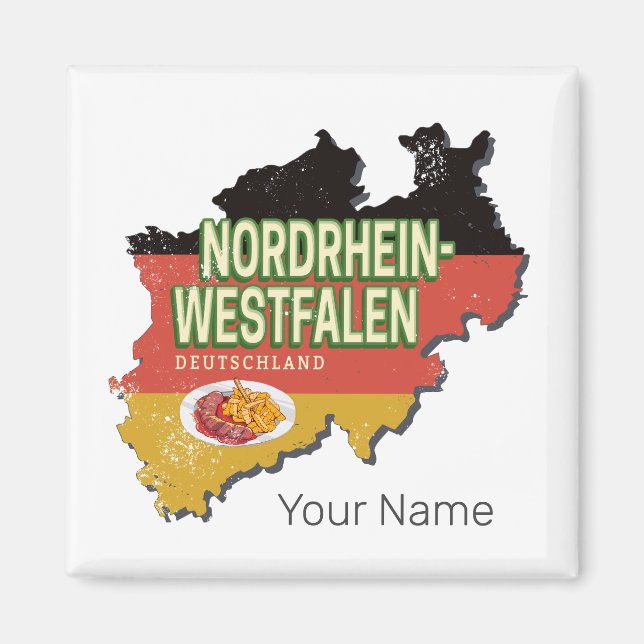 North Rhine Westphalia Germany Retro NRW Souvenir Magnet (Front)