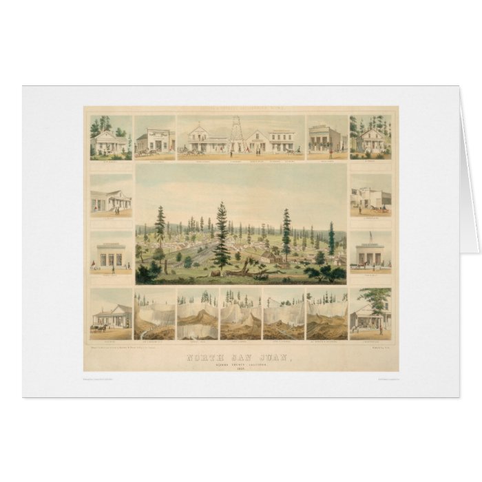 North San Juan, CA. Panoramic Map 1858 (1567A) Greeting Card