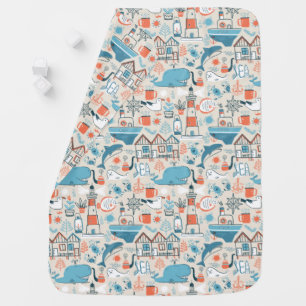North Sea Cute Doodle Pattern Baby Blanket