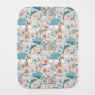 North Sea Cute Doodle Pattern Baby Burp Cloth