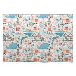 North Sea Cute Doodle Pattern Cloth Placemat