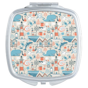 North Sea Cute Doodle Pattern Compact Mirror