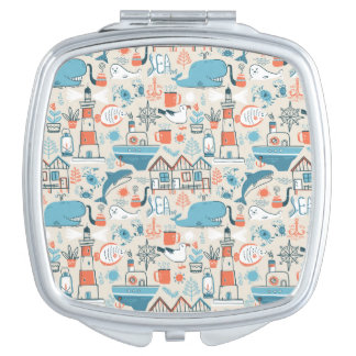North Sea Cute Doodle Pattern Compact Mirror