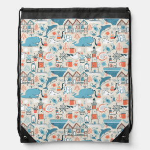 North Sea Cute Doodle Pattern Drawstring Bag