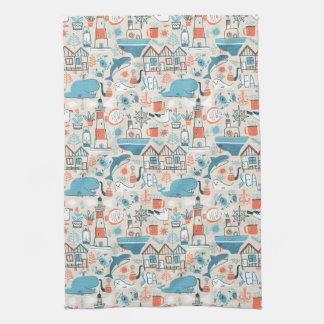 North Sea Cute Doodle Pattern Kitchen Towel