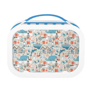 North Sea Cute Doodle Pattern Lunch Box by trendzilla at Zazzle