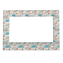 North Sea Cute Doodle Pattern Magnetic Frame