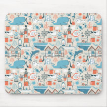 North Sea Cute Doodle Pattern Mouse Pad