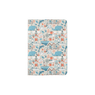 North Sea Cute Doodle Pattern Passport Holder