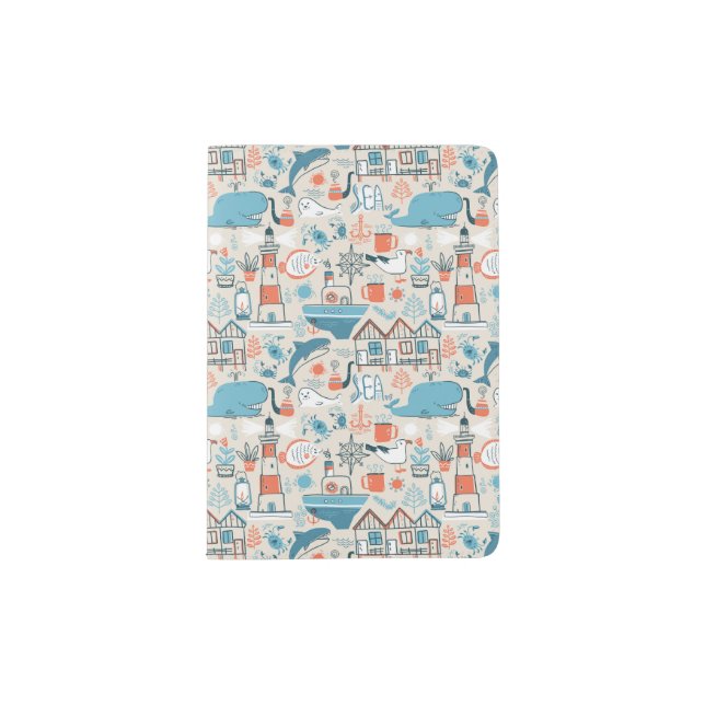 North Sea Cute Doodle Pattern Passport Holder (Front)