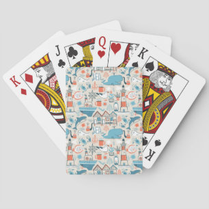 North Sea Cute Doodle Pattern Poker Cards