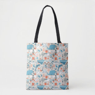 North Sea Cute Doodle Pattern Tote Bag