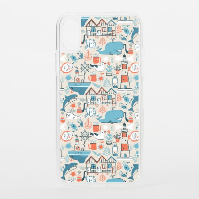 North Sea Cute Doodle Pattern Uncommon iPhone Case (Back)