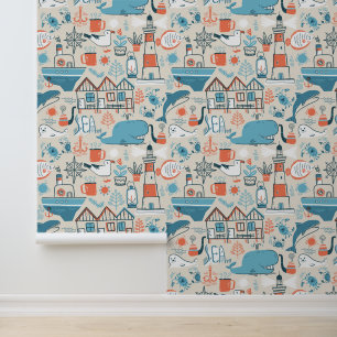 North Sea Cute Doodle Pattern Wallpaper