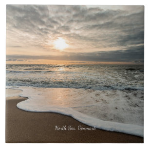 North Sea, Denmark picturesque sunset, Ceramic Tile