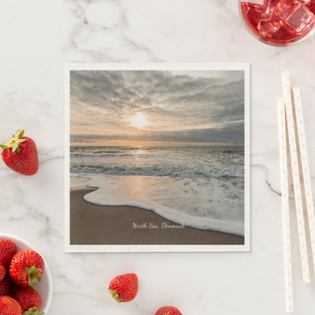 North Sea, Denmark picturesque sunset, Napkins (Insitu)