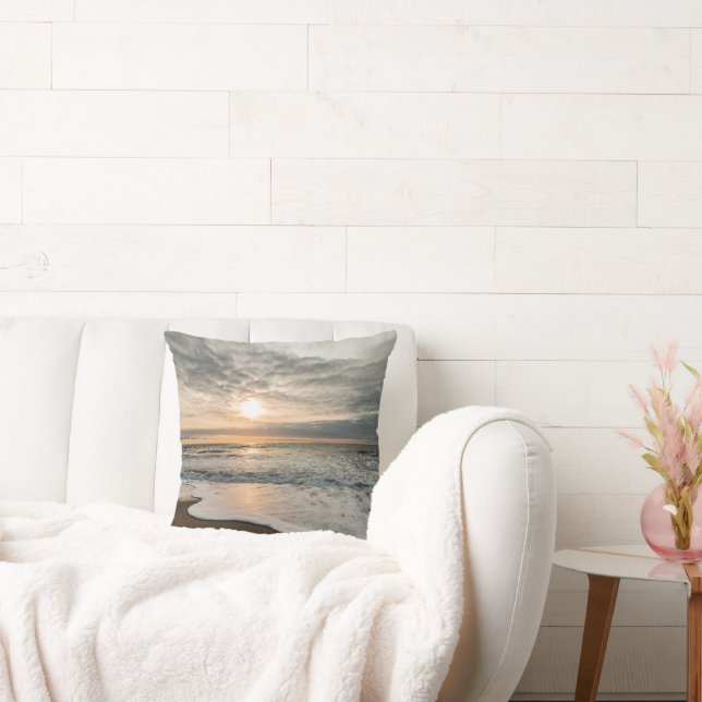 North Sea, Denmark picturesque sunset, Throw Pillow (Couch)