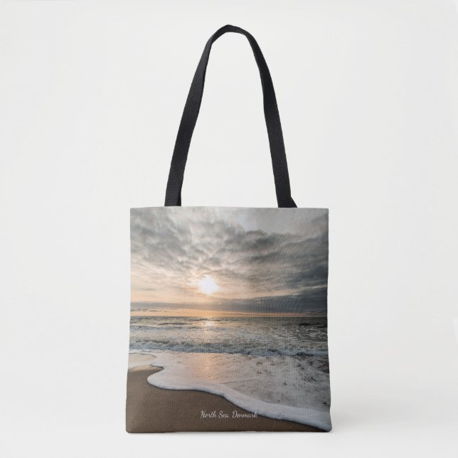 North Sea, Denmark picturesque sunset, Tote Bag (Front)