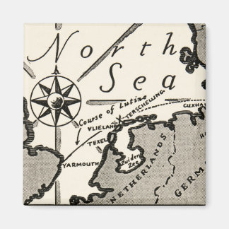 North Sea Map Graphic Bold Compass Magnet