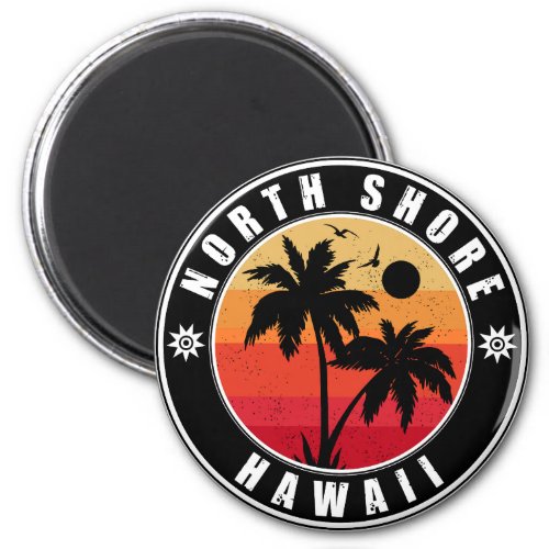 North Shore Beach Hawaii Retro Palm Trees 60s Magnet