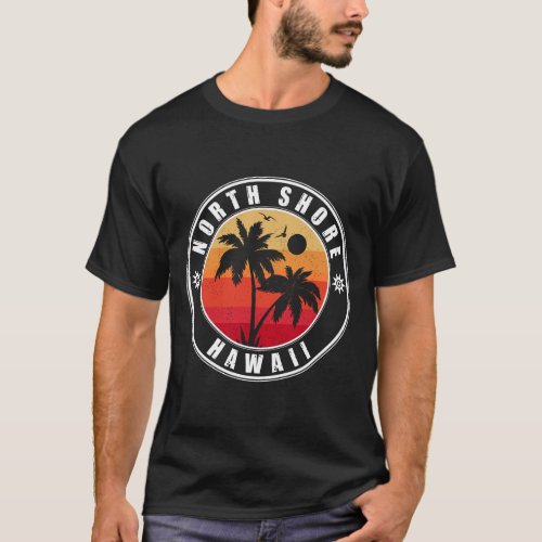 North Shore Beach Hawaii Retro Palm Trees 60s  T_Shirt