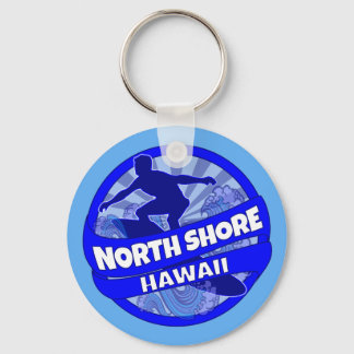 North Shore Hawaii blue surfer logo keychain