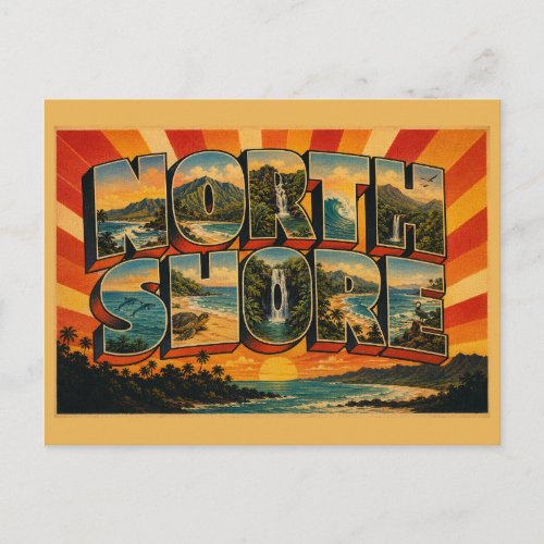 North Shore Hawaii Coastline Beach Mountain Art Postcard