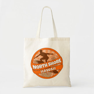 North Shore Hawaii orange surfer logo tote bag