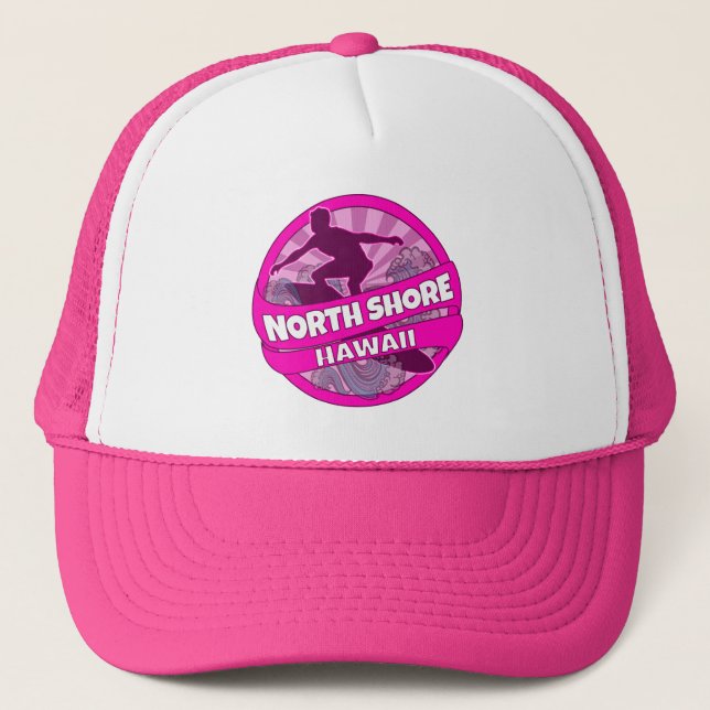 North Shore Hawaii pink surfer logo hat (Front)